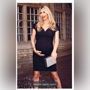 NWT Tiffany Rose Maternity Bardot Night Sky Shift Dress | Black| Size 1 / US 4-6